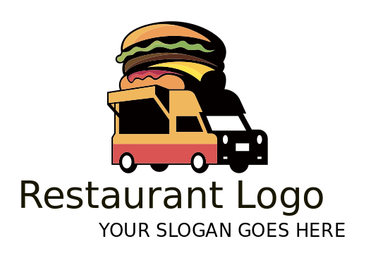 restaurant logo burger on top of food truck