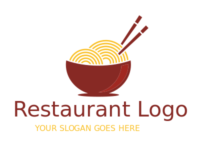 Chinese restaurant logo noodles bowl and chopsticks