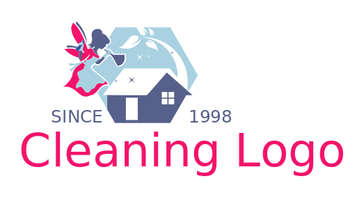 cleaning logo fairy maid dusting the roof
