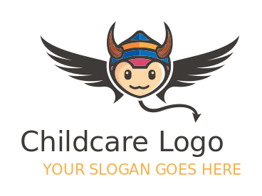 games logo cute devil with wings and horn