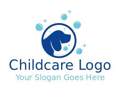 animal logo dog head in circle with bubbles