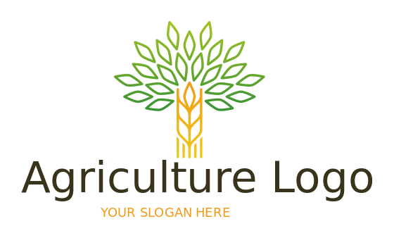 agriculture logo wheat leaves tree made of line