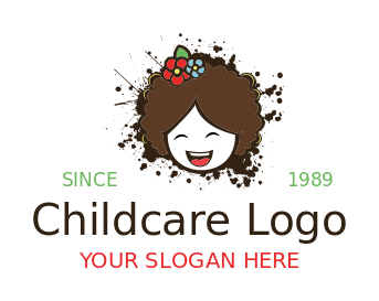 childcare logo doll with flowers on hair