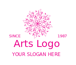 beauty logo flower with leaves and circle