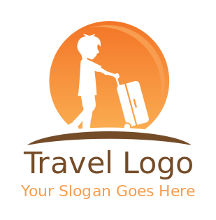 travel logo negative space boy holding luggage