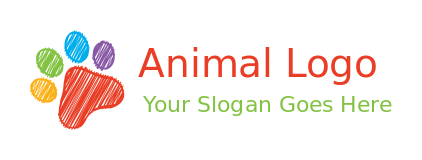 generate a pet logo sketch of colorful pet paw