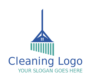 cleaning logo wiper and mop merged with house