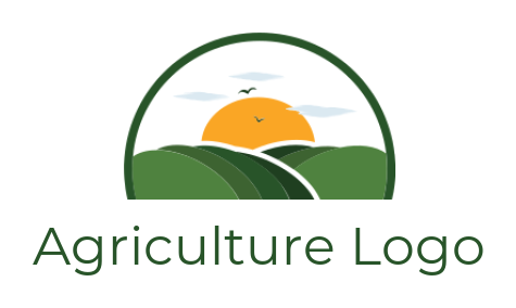 agriculture logo farm with sun cloud and eagles