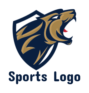 animal logo tiger coming out from sports shield
