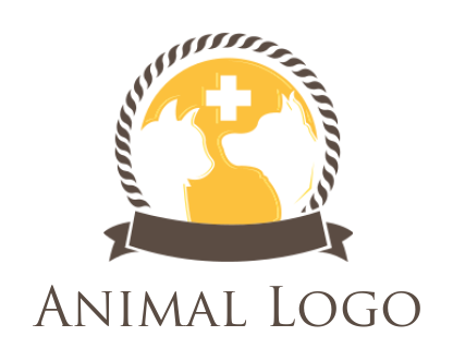 pet logo animal inside circle rope and ribbon