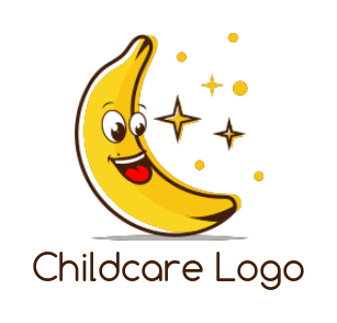 food logo banana moon mascot with stars