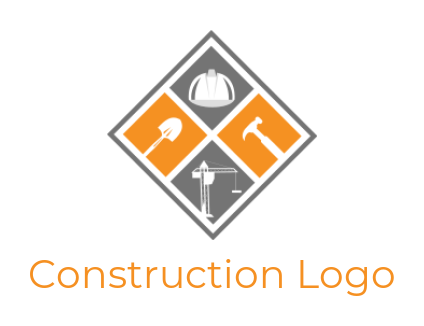 design a construction logo construction tools in rhombus shape