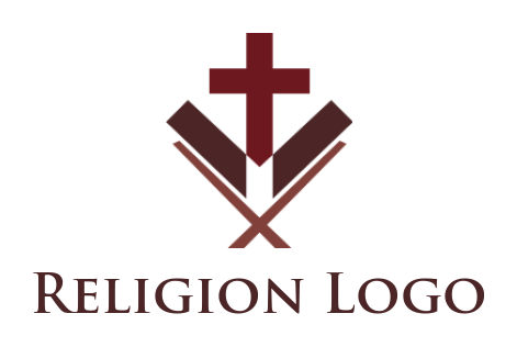 religious logo cross in open book with stand