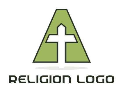 Letter A logo icon cross inside letter A