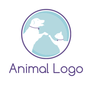 pet logo template dog and cat silhouette in circle pet - logodesign.net
