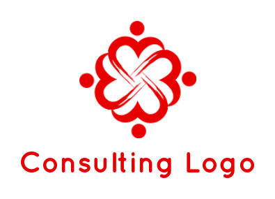 design an employment logo four abstract persons forming heart shape