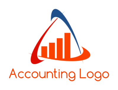 Accounting logo graph bars in triangle swooshes