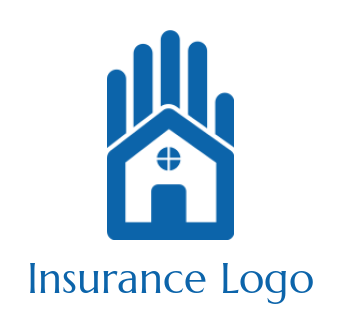 real estate logo online house in abstract palm - logodesign.net