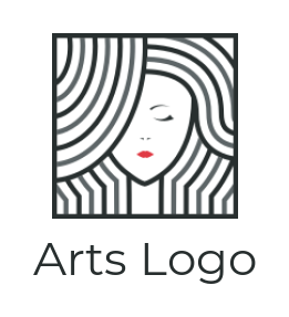 beauty logo of line art girl inside a frame