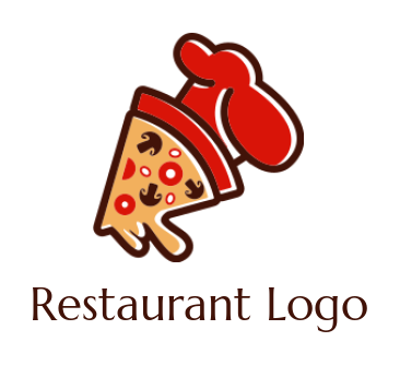 design a restaurant logo line style Italian restaurant pizza slice with a chef hat