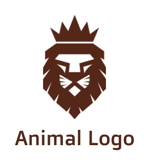 animal logo lion silhouette with crown shield