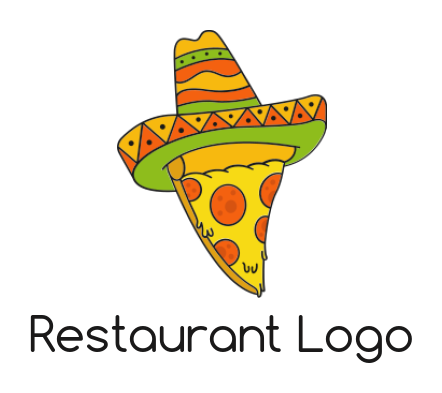 restaurant logo maker Mexican hat on pizza