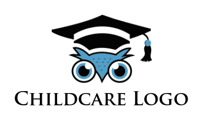 education logo owl head wearing graduation hat