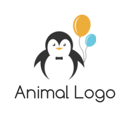 design a pet logo penguin with balloons