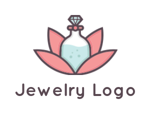 spa logo icon perfume bottle in lotus flower