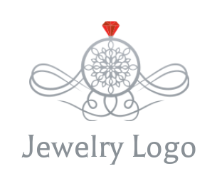 red gemstone with scroll work jewelry design
