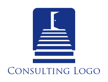 marketing logo symbol stairs leading towards open door - logodesign.net