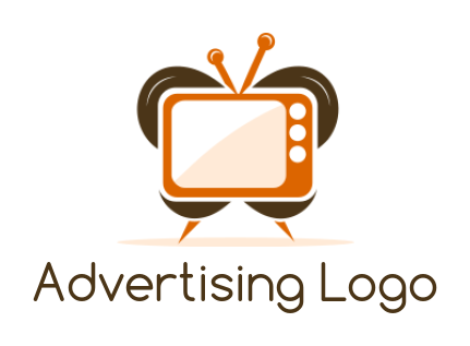 media logo icon television forming butterfly with antenna