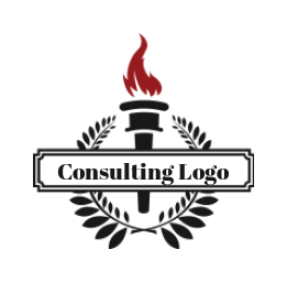 consulting logo badge torch with laurel wreath