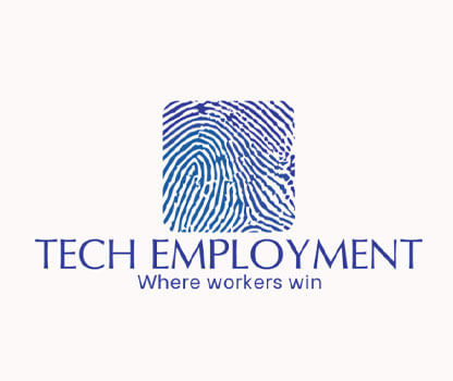 HR logo with fingerprint design in square with rounded edges