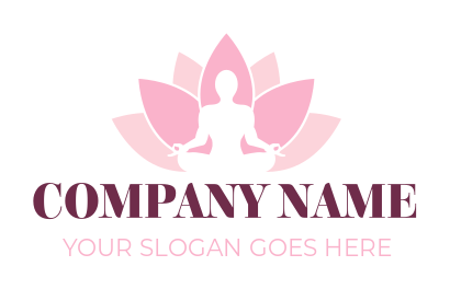 fitness logo person perform yoga in lotus flower