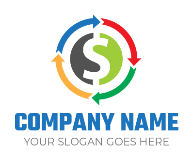 Make an accounting logo arrows around dollar sign