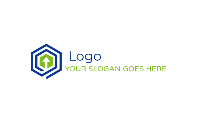 marketing logo illustration arrows inside hexagon - logodesign.net