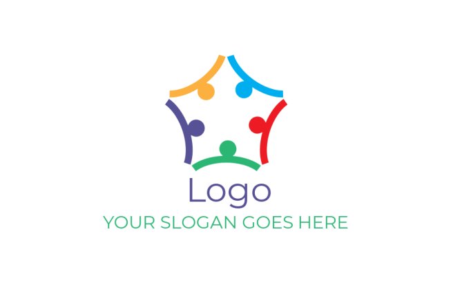 Autism figures formed pentagon logo idea