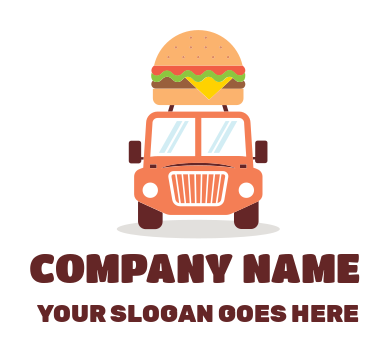 Create a logo of burger on front view food truck