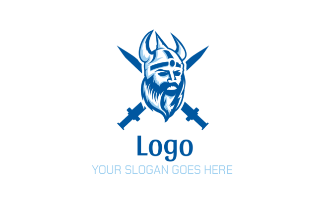  criss cross swords with viking and horns helmets logo idea