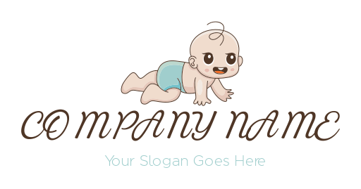 generate a childcare logo of cute baby crawling