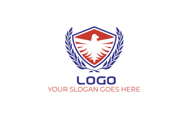 design a security logo eagle inside shield with laurel