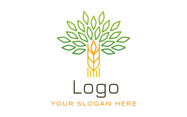 agriculture logo wheat leaves tree made of line