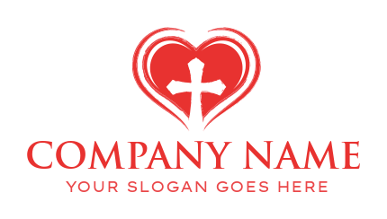 medical logo heart shape with cross in center 