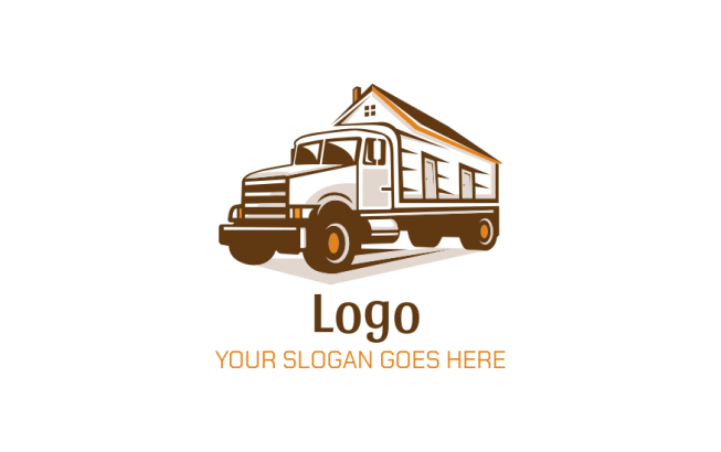 Movers truck carrying house logo generator