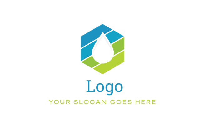 cleaning logo maker water drop in hexagon