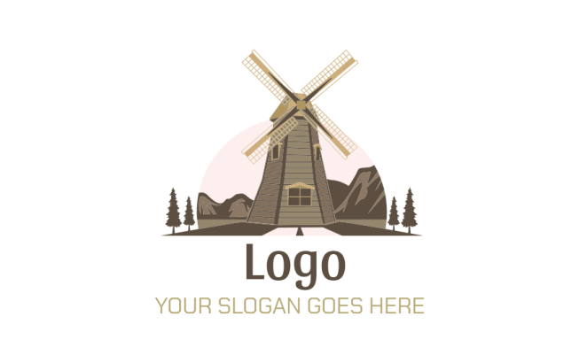 Rustic logo design of windmill