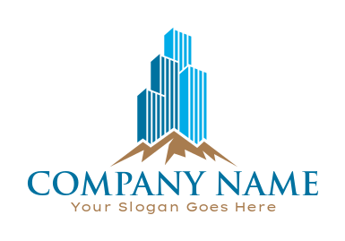 real estate logo image of skyscrapers on a hill