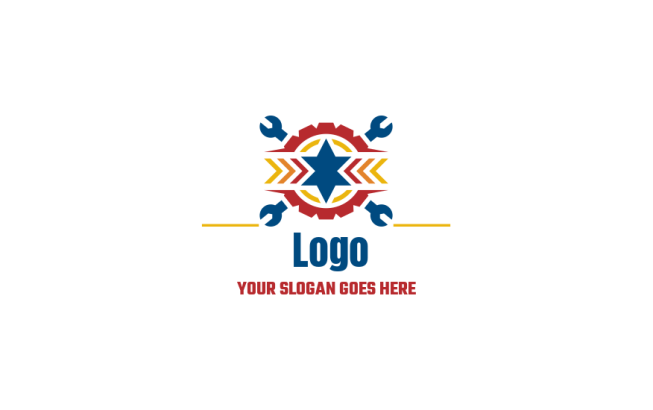 auto shop logo star on arrow head badge