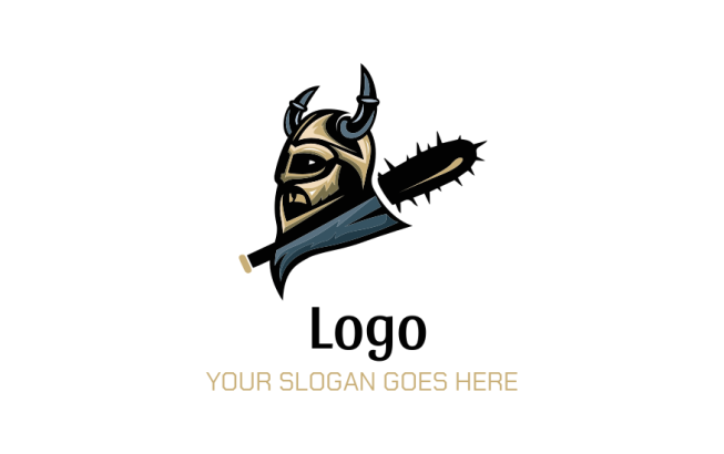 Vikings with helmet and mace logo template